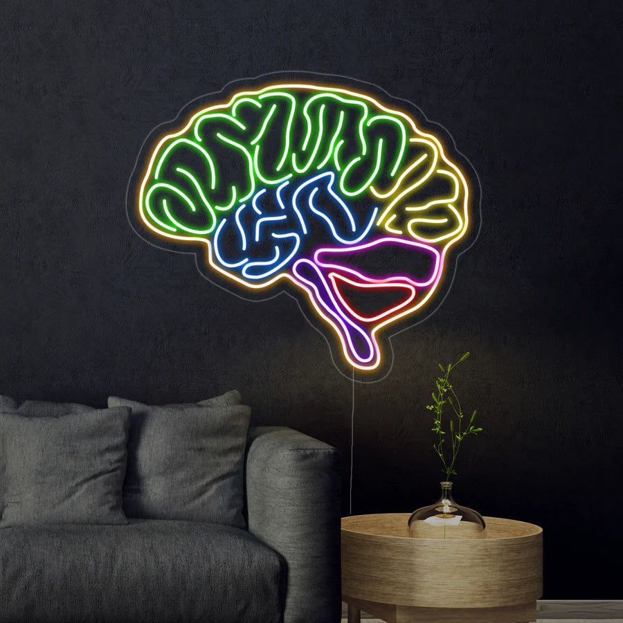 Cervello colorato neon