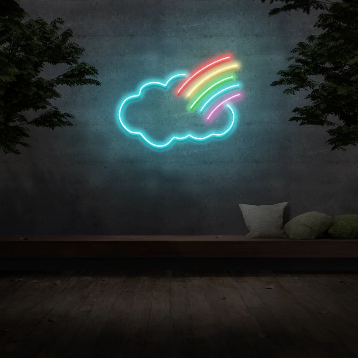 Nuvola arcobaleno neon