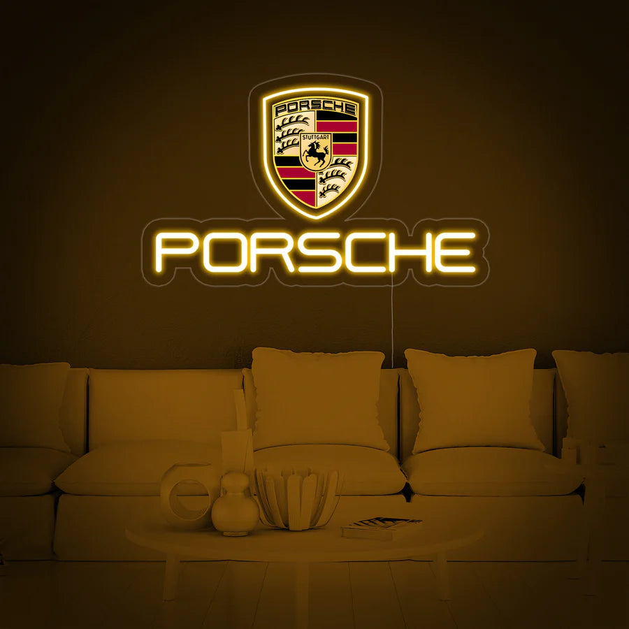 Porsche logo neon