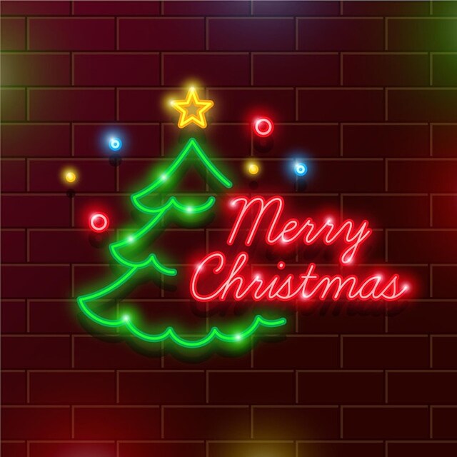 albero natale buon natale neon