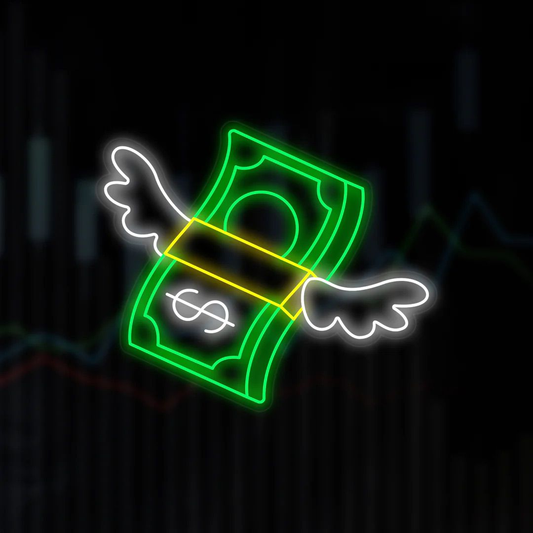 banconota con ali neon