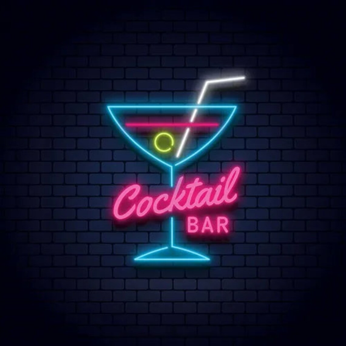Bicchiere drink bar neon
