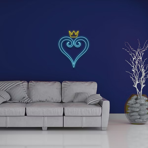 cuore con corona neon