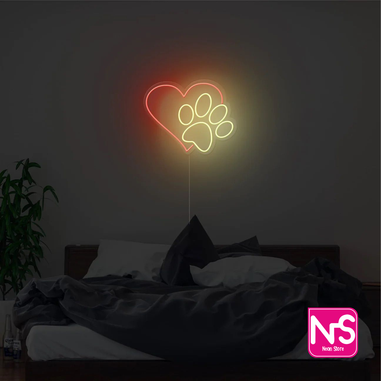 Cuore Zampa neon
