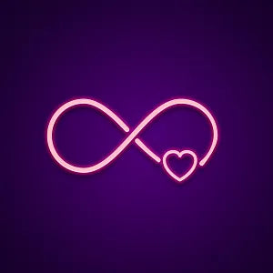 infinito con cuore neon