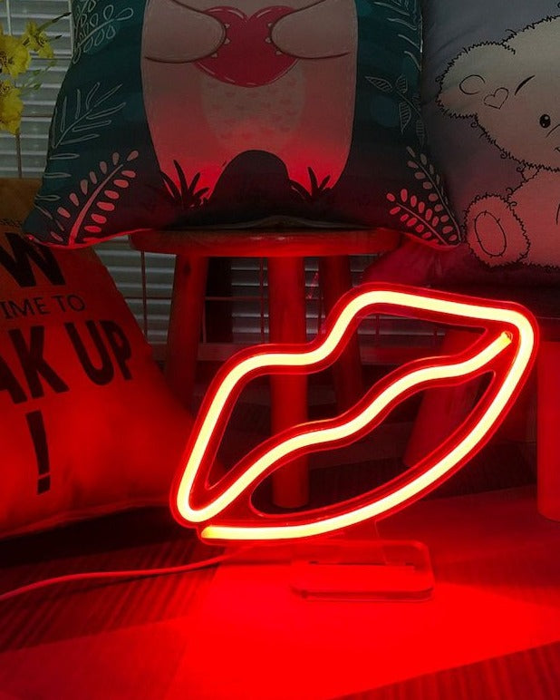 labbra neon lampada