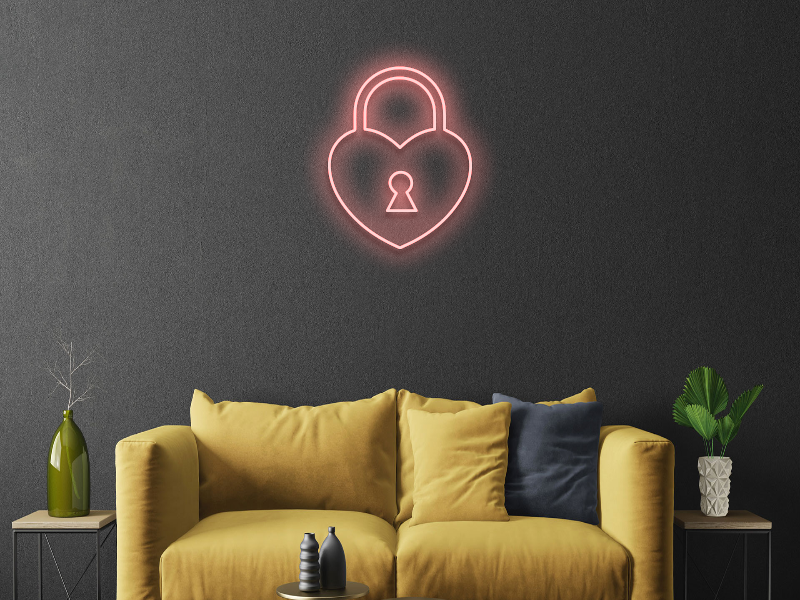 lucchetto cuore neon