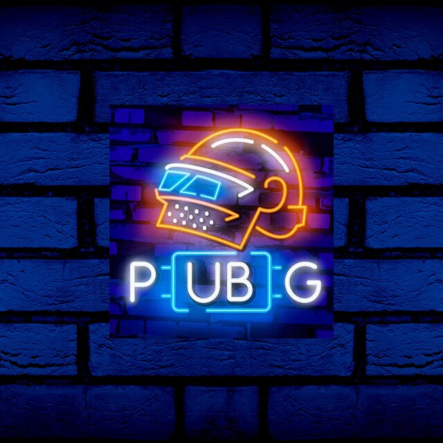 PUB G game logo neon