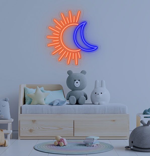 sole con luna neon