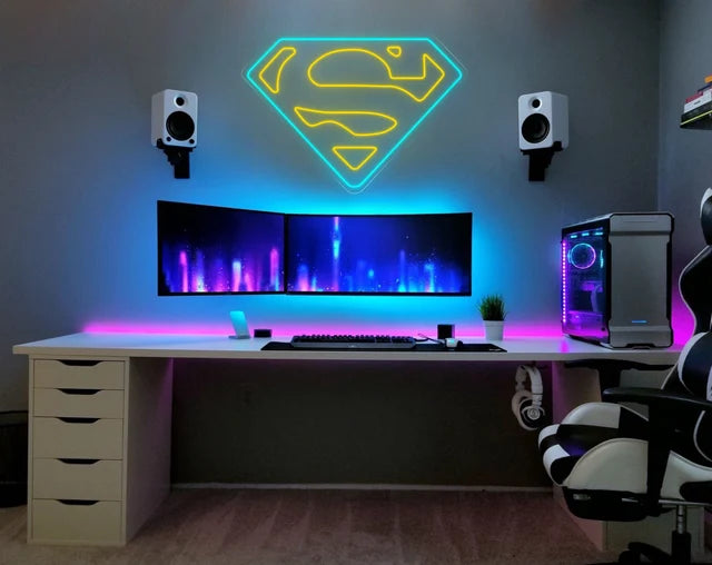 Superman logo neon