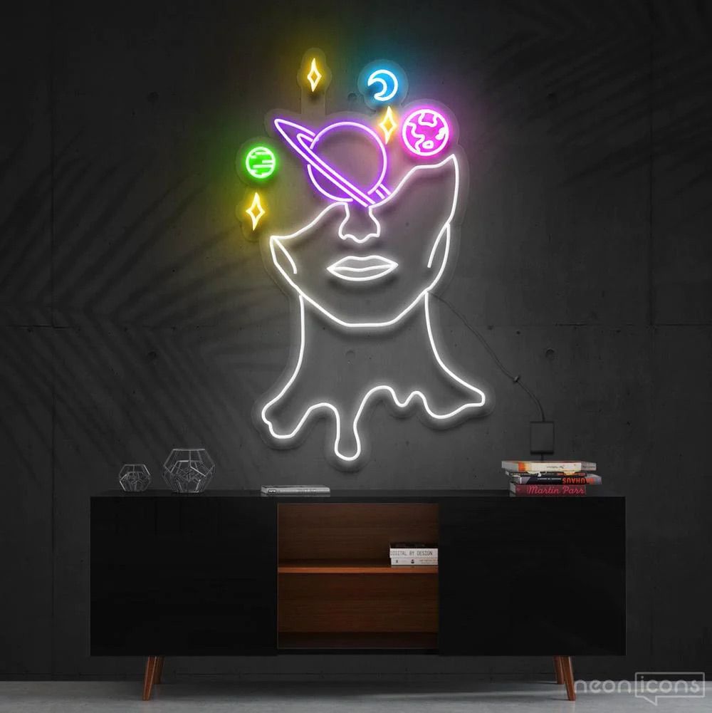 volto con universo neon