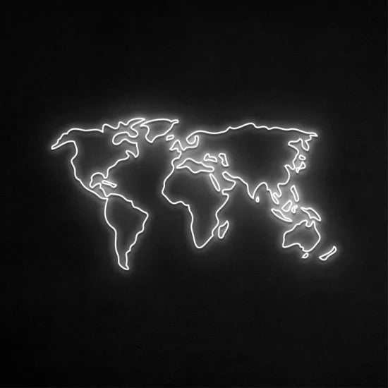 Mondo neon world map light with supporto plexiglass mount and power cable