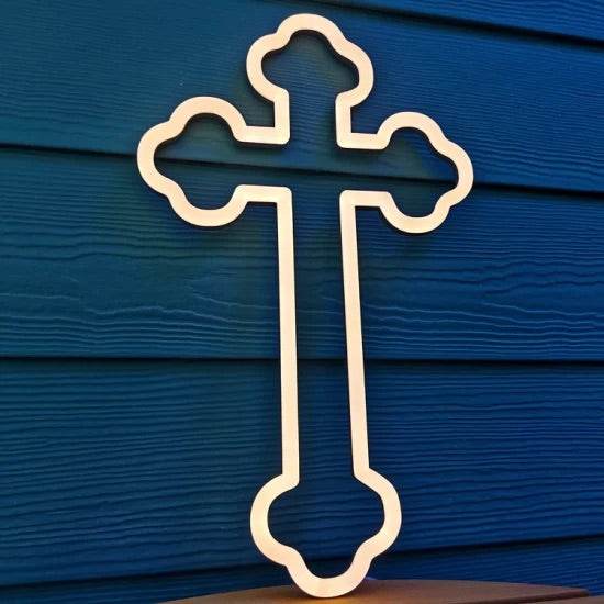 Neon croce 2 decorative neon cross light with plexiglass support and 3m power cable