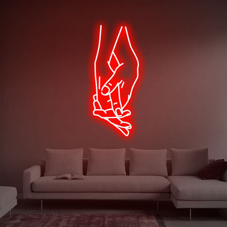 mano nella mano neon