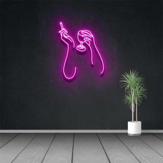 drink and smoke neon