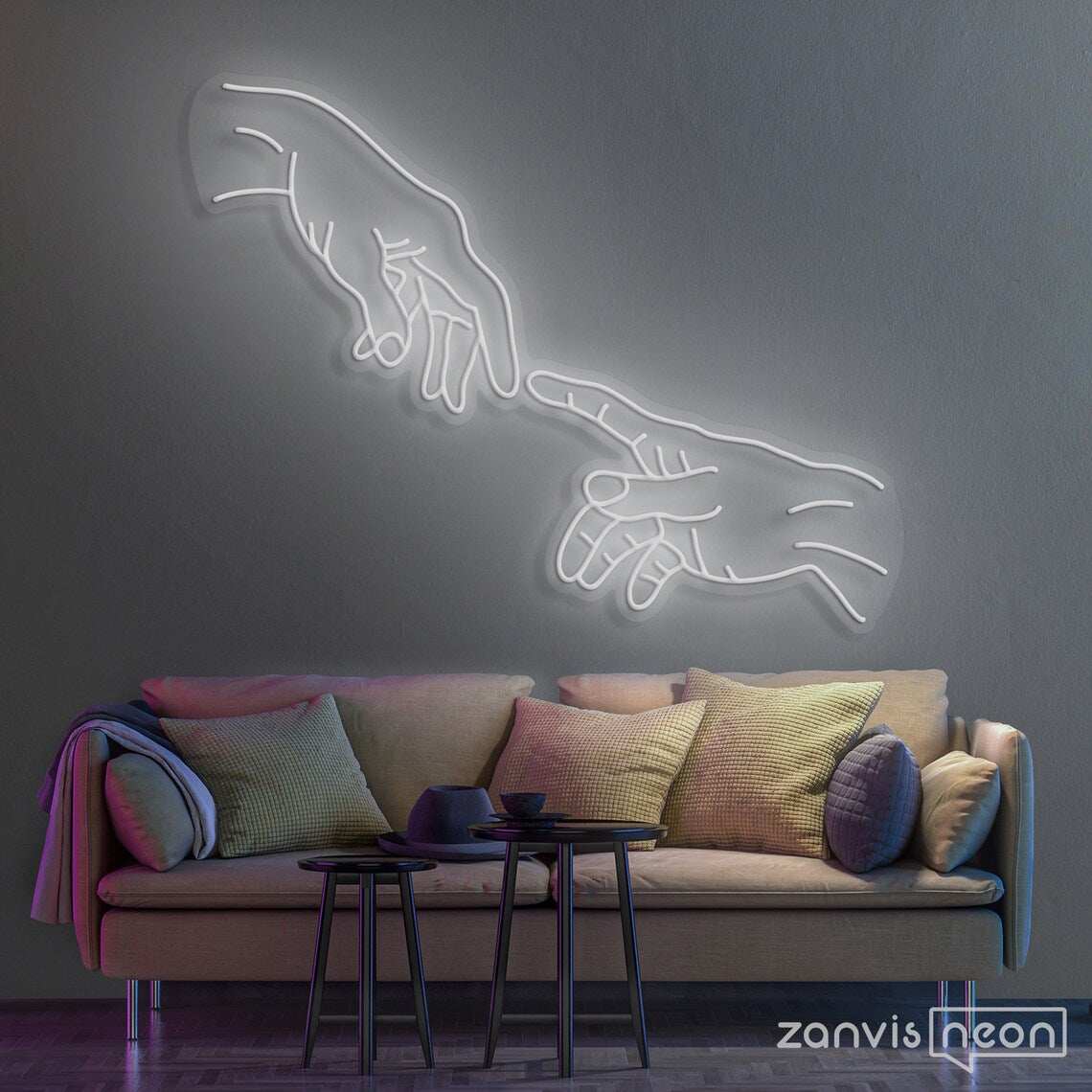 neon mano di dio