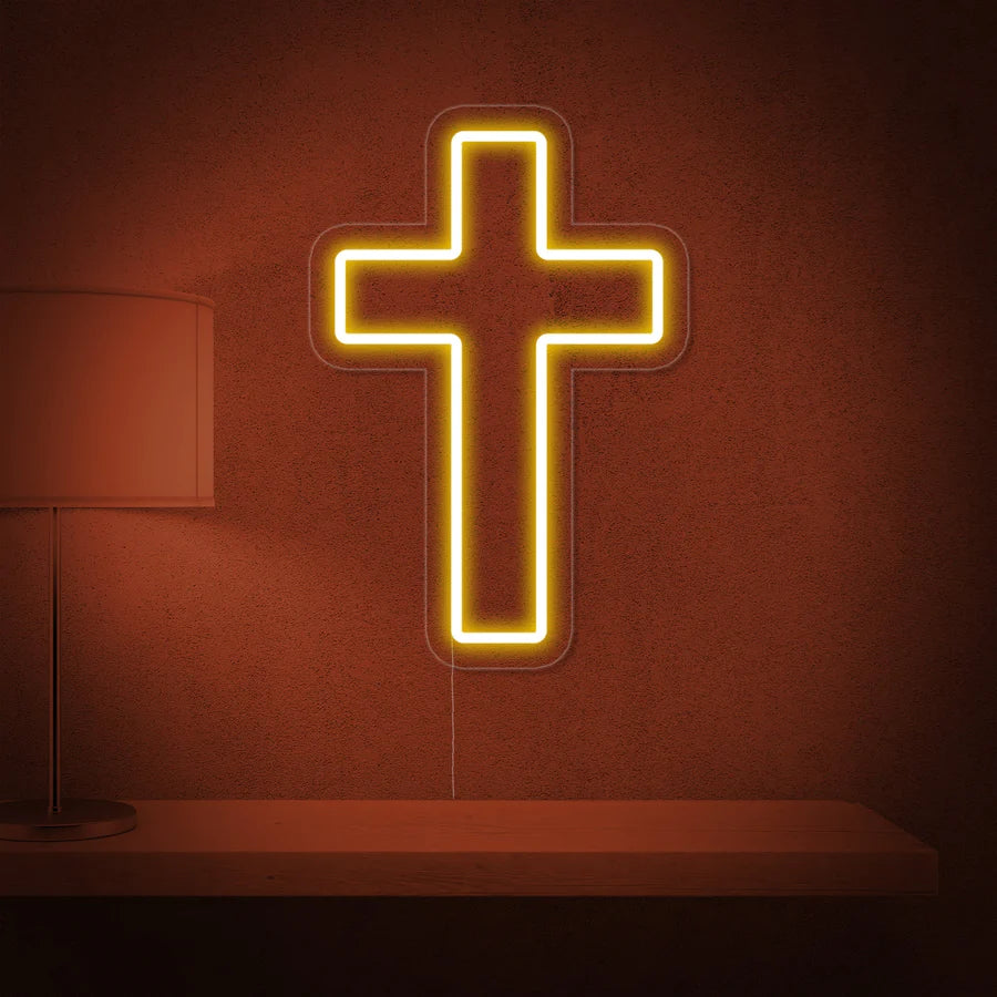 Croce chiesa neon