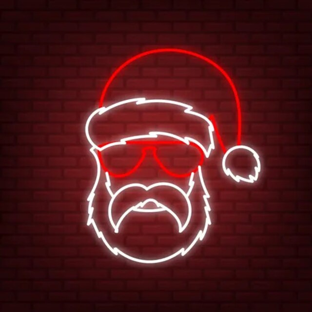 babbo natale con occhiali neon