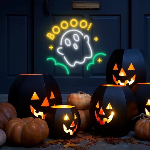 booo halloween neon