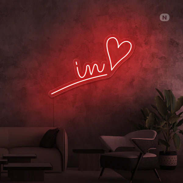 in love cuore neon
